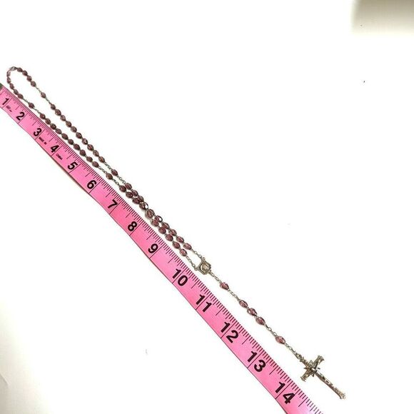 Roma sterling silver purple glass beaded rosary - Picture 7 of 14